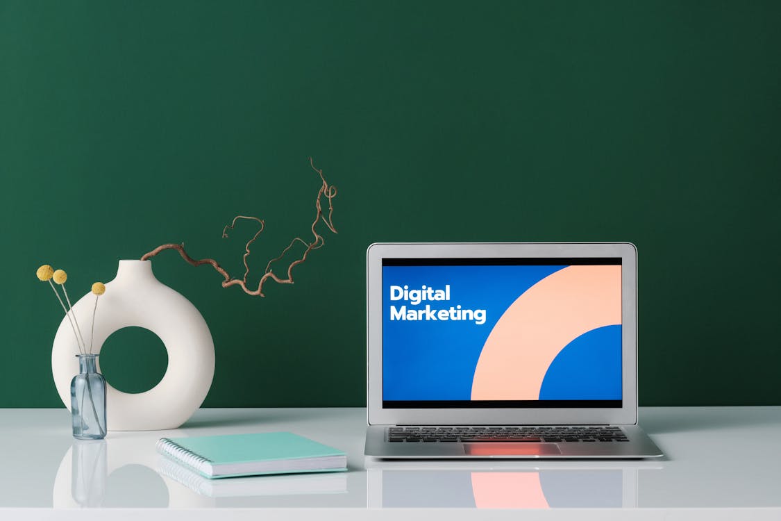 Professional digital marketing workspace